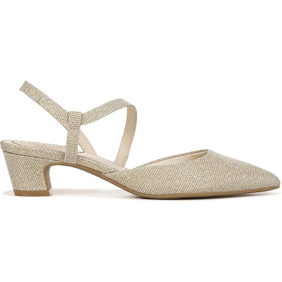 LifeStride Womens Gold Shimmer Patent Polyurethane Pointed Closed Toe Pump - Picture 6 of 9